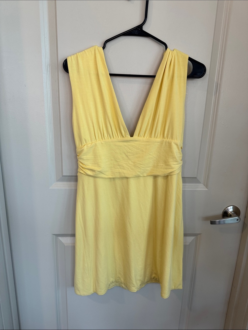Oh Polly Pale Yellow V-Neck Mini Dress